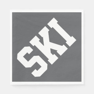 Sportliche diagonale weiße SKI-Text auf modernem G Serviette