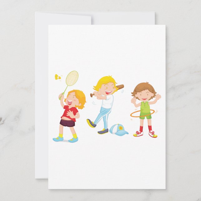 Sportliche Einladungen für Kinder (Vorderseite)