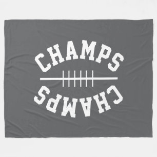 Sportliche Fußball-Form CHAMPS-Text auf mittelgrau Fleecedecke