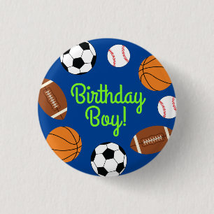Sportliche Geburtstagsparty Kinder Niedlich Button