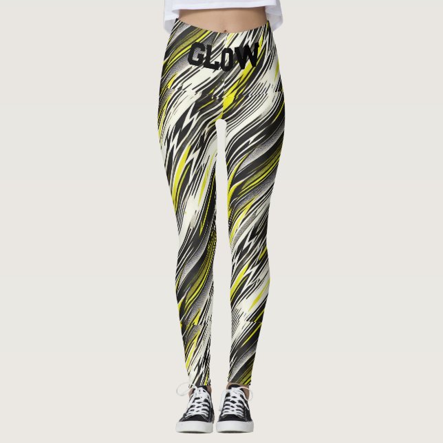 Sportliche gestreifte Yoga-Leggings mit GLOW WA Leggings (Vorderseite)