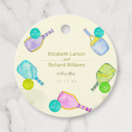 Sportliche Hochzeit Wasserfarben Pickleball Themen Geschenkanhänger