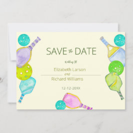 Sportliche Hochzeit Wasserfarben Pickleball Themen Save The Date