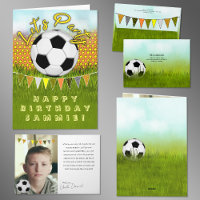 Sportliche Jungs-Fußball-Geburtstagskarte mit Foto