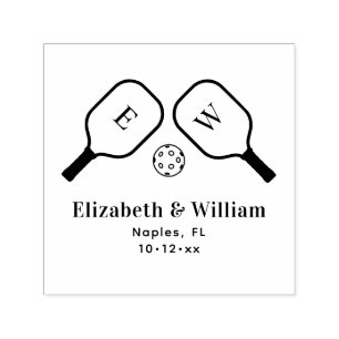 Sportliche Pickleball-Schläger und Ball Paar-Hochz Permastempel