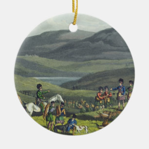 Sportliche Sitzung in den Hochländern, aquatinted Keramik Ornament