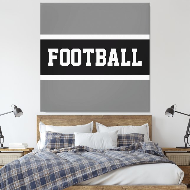 Sportliche Sportler Schwarz-weiß Grau FUSSBALLStre Leinwanddruck (Insitu (Schlafzimmer))