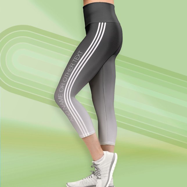 Sportliche Streifen mit modernem Text - Schwarz Om Capri Leggings (Custom Leggings)