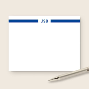 Sportliche Streifen Monogramm Männliches Blau & We Mitteilungskarte