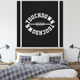 Sportliche TOUCHDOWN-Textstreifen auf modernem Sch Leinwanddruck