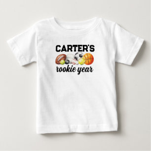 Sportlicher 1. Geburtstag Rookie-Jahr Baby T-shirt
