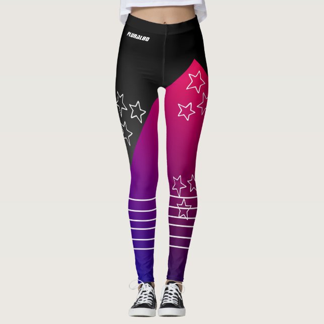 Sportlicher mit Monogramm schwarz-rosa Farbverlauf Leggings (Vorderseite)