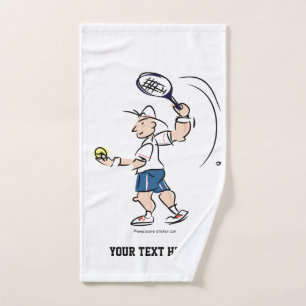 Sportlicher Tennisspieler Cartoon personalisiert Handtuch