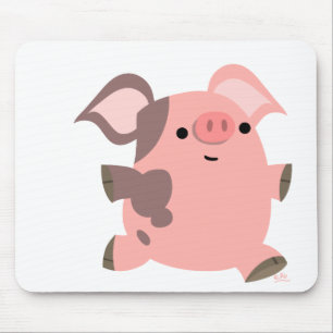Sportliches Cartoon-Schwein mousepad