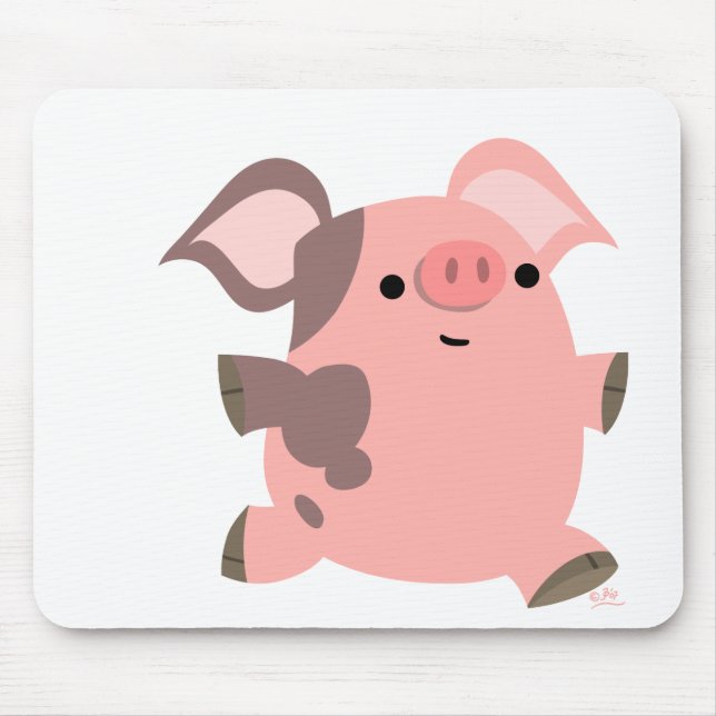 Sportliches Cartoon-Schwein mousepad (Vorne)