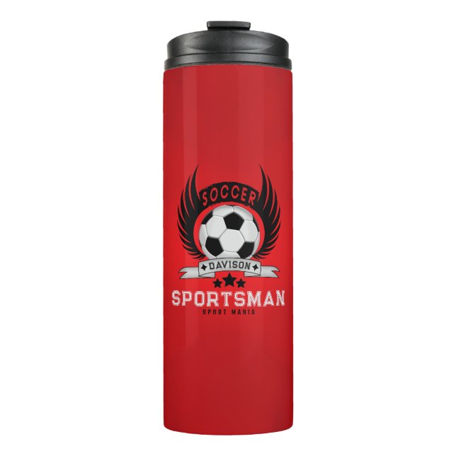 Sportliches Fußball-Emblem  Thermosbecher (Vorderseite)