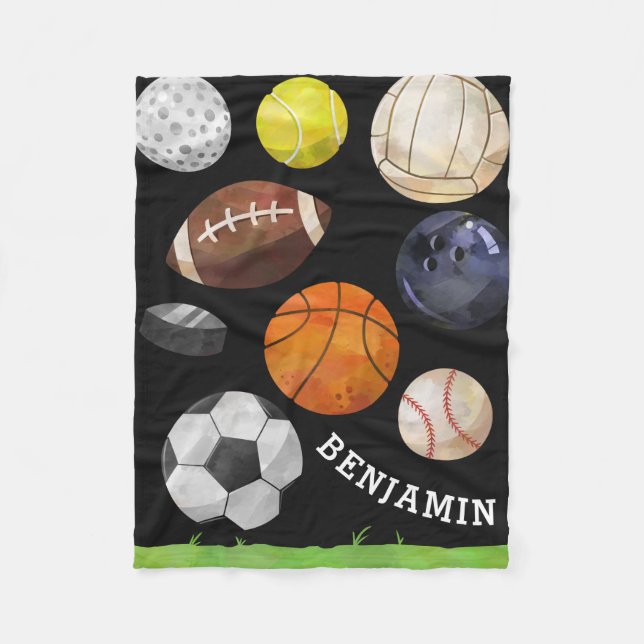 Sportliches Gruppen-Name-Schwarzes Fleecedecke (Vorderseite)