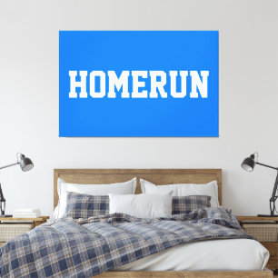 Sportliches Hellblau Sportliches Weiß HOMERUN-Text Leinwanddruck
