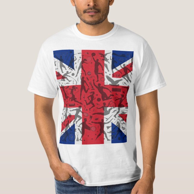 Sportliches T-Shirt mit Union Jack Flagge (Vorderseite)