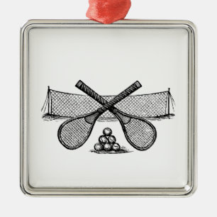 Sportliches Vintage-Tennisnetz, gekreuzte Schläger Ornament Aus Metall