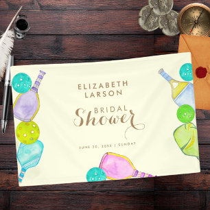 Sportliebhaber Aquarell Pickleball Thema Brautklei Banner