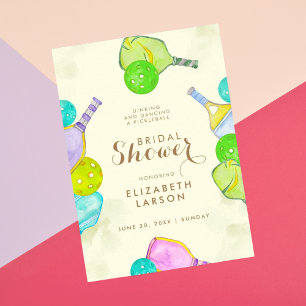 Sportliebhaber Aquarell Pickleball Thema Brautklei Poster