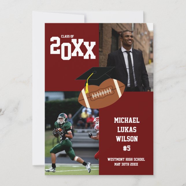 Sportmaroon für Fußball-Abschluss Ankündigung (Vorderseite)