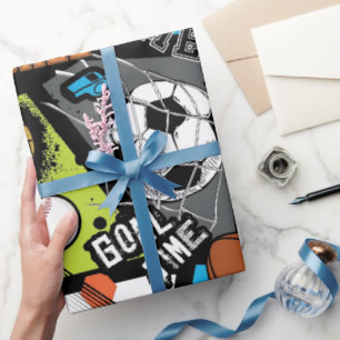 Sportmuster mit Bällen Geschenkpapier