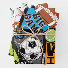 Sportmuster mit Bällen Geschenkpapier Set