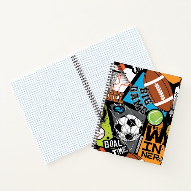 Sportmuster mit Bällen Notizbuch (Innenseite)