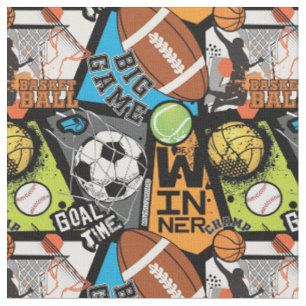 Sportmuster mit Bällen Stoff