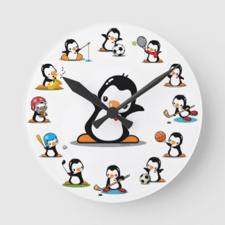 Sportpinguine Runde Wanduhr