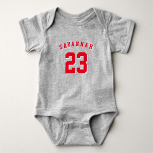 Sportroter individuelle Name Nummer modern niedlic Baby Strampler