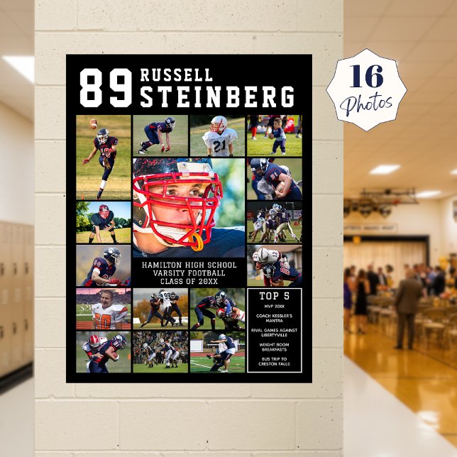 Sports 16 Photo Collage Senior Night Poster (Von Creator hochgeladen)
