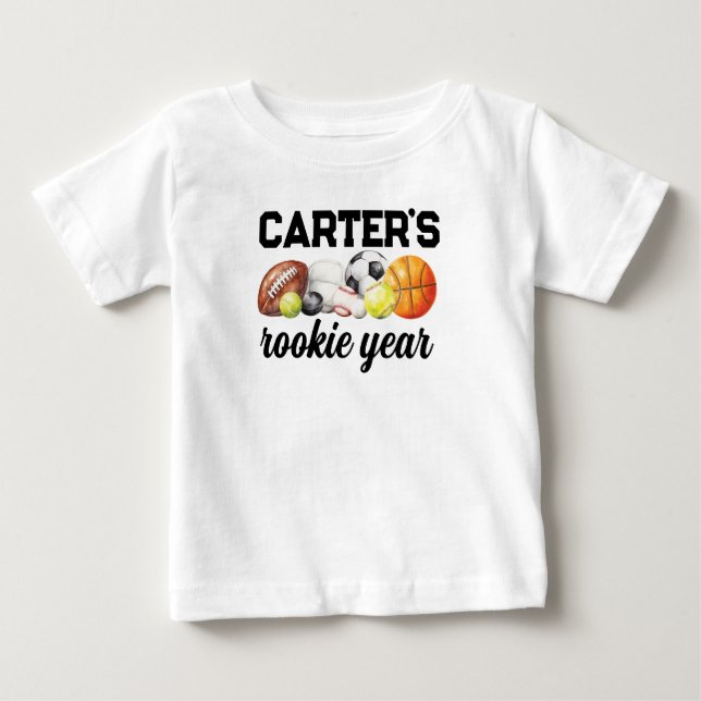 Sports 1st Birthday Rookie Year Baby T-shirt (Vorderseite)