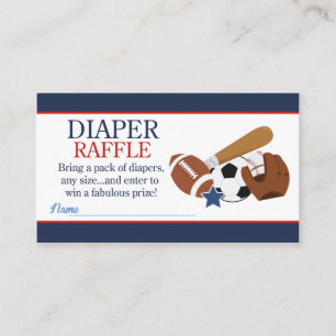 Sports All Stars Jungen-Baby-Party-Windel-Raffle Begleitkarte