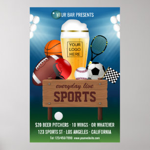 Sports-Bar-Event-Promo-Logo Advert Poster