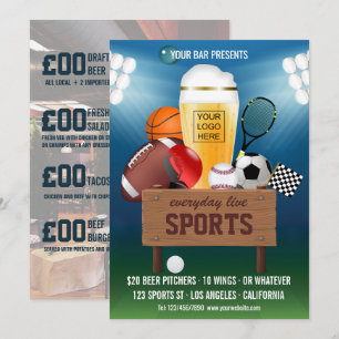 Sports Bar Event Promo Menü Foto und Logo hinzufüg Einladung