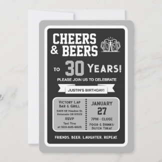 Sports Bar Geburtstags Cheers und Bier bis 30 Jahr Einladung