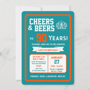 Sports Bar Geburtstags Cheers und Bier bis 90 Jahr Einladung