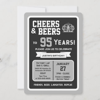 Sports Bar Geburtstags Cheers und Bier bis 95 Jahr Einladung