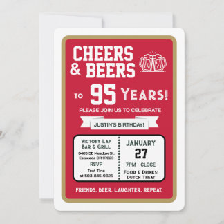 Sports Bar Geburtstags Cheers und Bier bis 95 Jahr Einladung