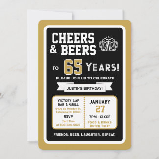 Sports Bar Geburtstags Cheers und Bier zu 65 Jahre Einladung