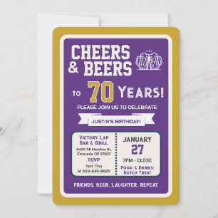 Sports Bar Geburtstags Cheers und Bier zum 70. Geb Einladung