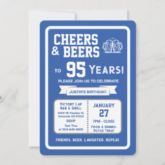 Sports Bar Geburtstags Cheers und Bier zum 95. Geb Einladung