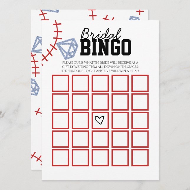 Sports Baseball Homerun Glitter Bridal Shower Game Einladung (Vorne/Hinten)