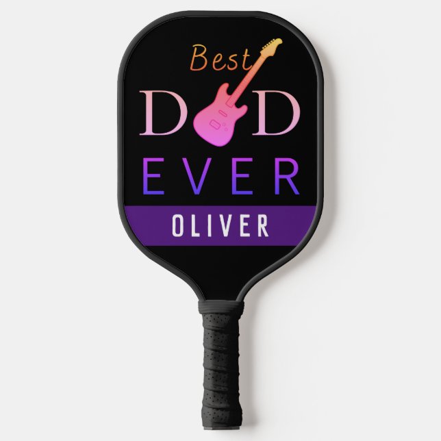 Sports Black Best Vater Jeden Mit Monogramm Vatert Pickleball Schläger (Vorderseite)