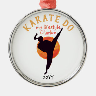 Sports Black Silhouette Martial Arts Japan Karate Ornament Aus Metall