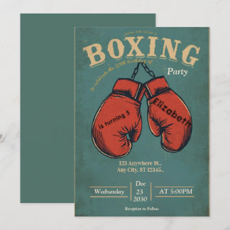 sports boxing birthday invitation einladung
