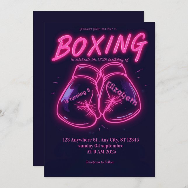 sports boxing birthday invitation einladung (Vorne/Hinten)